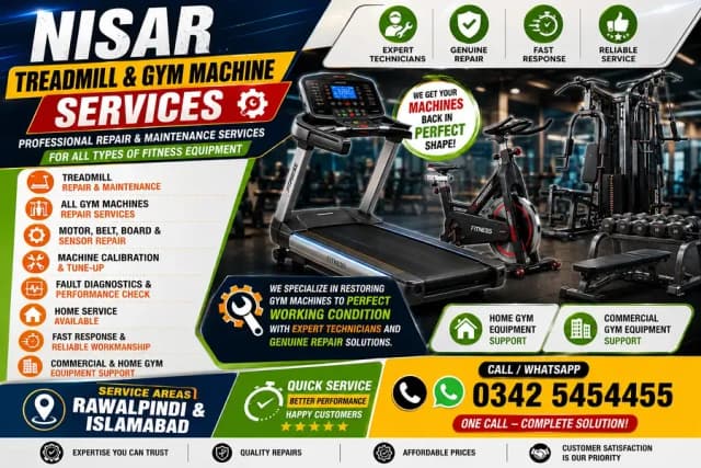Treadmill Motor Belt Board Sensor Repair Services Pakistan