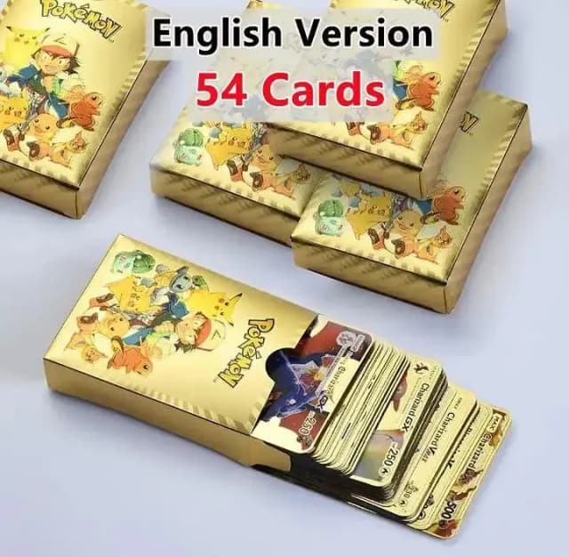 55-Piece Pokemon Gold Foil TCG Cards Set - English Version for Collectors and Fans