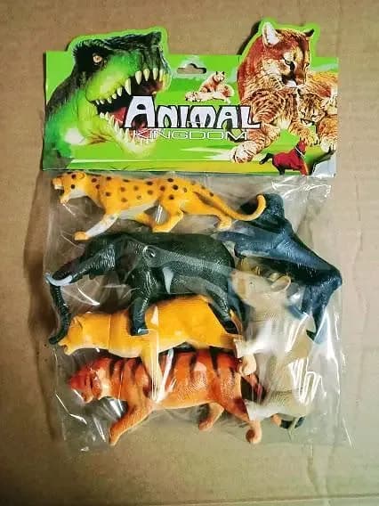 Pack of 6 Wild Animal set Unbreakable hard rubber Material.