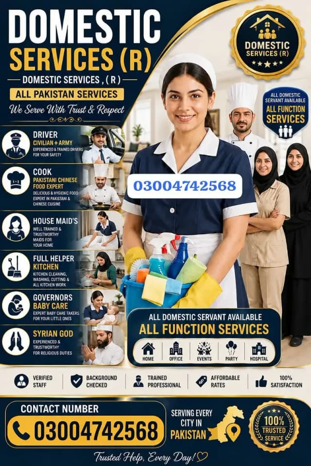 Maids, Cooks, Patient & Baby Care Staff Available