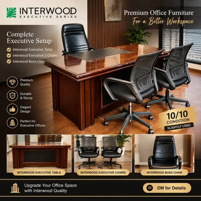 Interwood Executive Table & Chairs Set | Executive Office Furniture