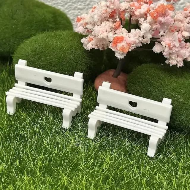 3 pcs miniature park heart benches