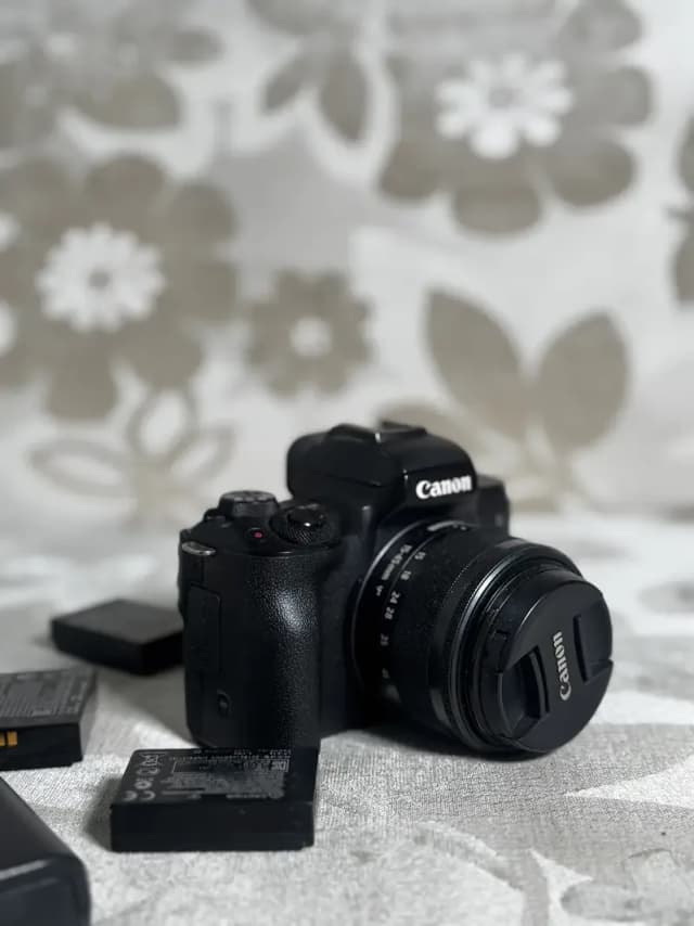 . Canon EOS M50 Camera with 3 Batteries, Original Charger & Box