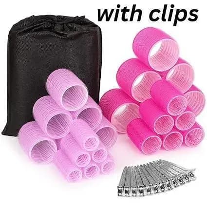 Velcro Self-Grip Hair Rollers and Clips Set (6 Pieces) for Easy Hair Styling
