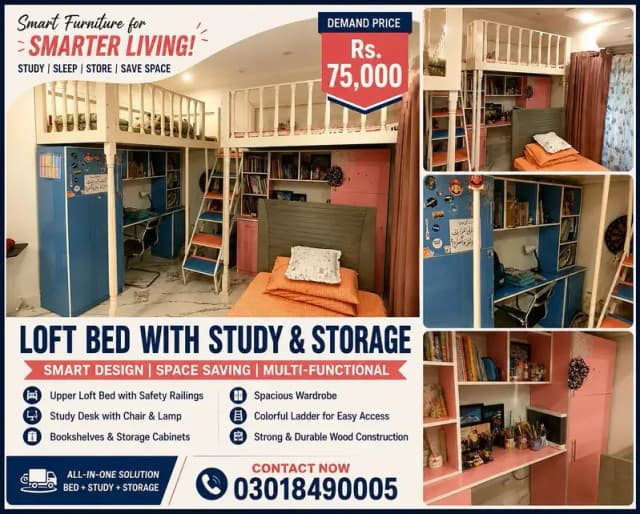 Bunk Beds for Kids, Kids Bunk Beds, Kids Furniture, Kids Study Table