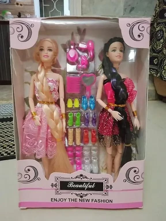Barbiee Doll set of 2 with Shoes Gift set for girls. unbreakable rubber material best for gifts