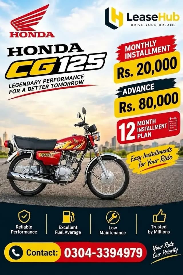Honda CG 125 2026 Modal on Easy Installment only Lahore