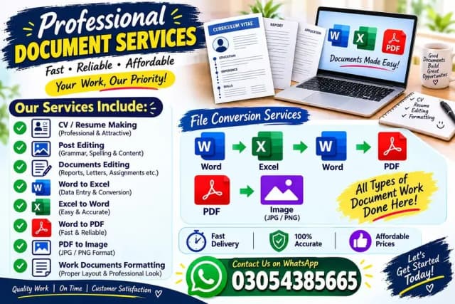 Professional CV Making, Document Editing & PDF Conversion Services