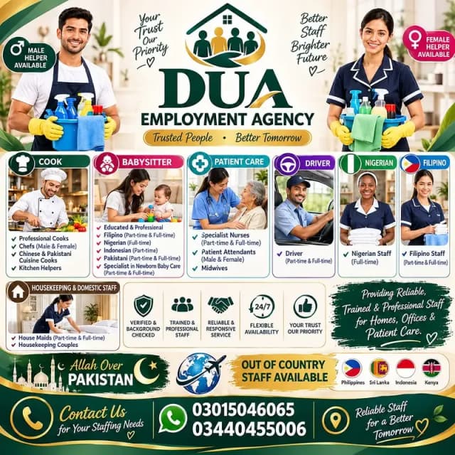 Maids Patient care Attandent Cook Driver Chef House Helper Available