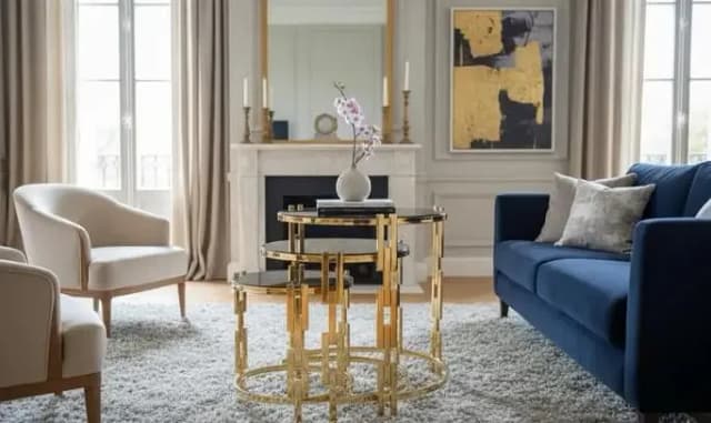 Nesting Table Set Modern Luxury Coffee and Accent Tables for Living Room Décor