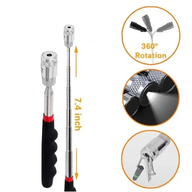 Telescopic Magnetic Pickup Tool with Light - Mini Portable Design