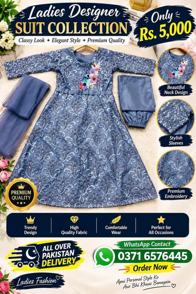 Ladies Designer Embroidered Suit – Elegant & Stylish Collection