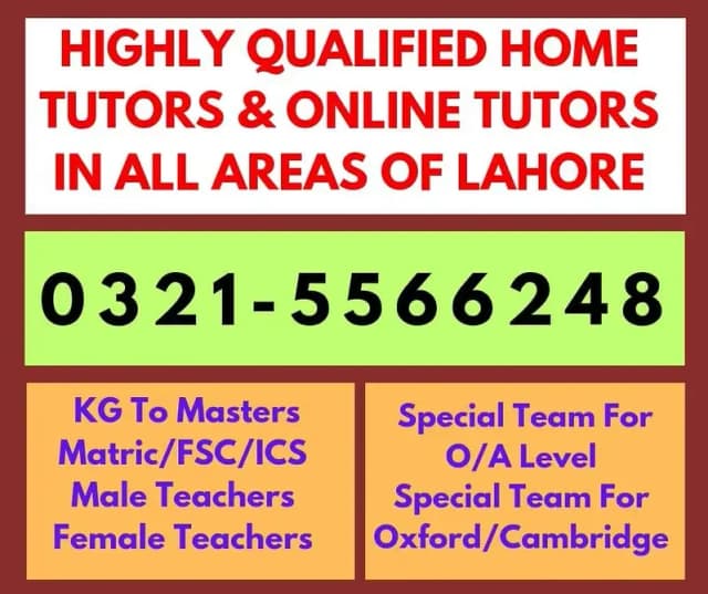 Home & Online Tuition/Male & Female Teachers/Home & Online Tutors