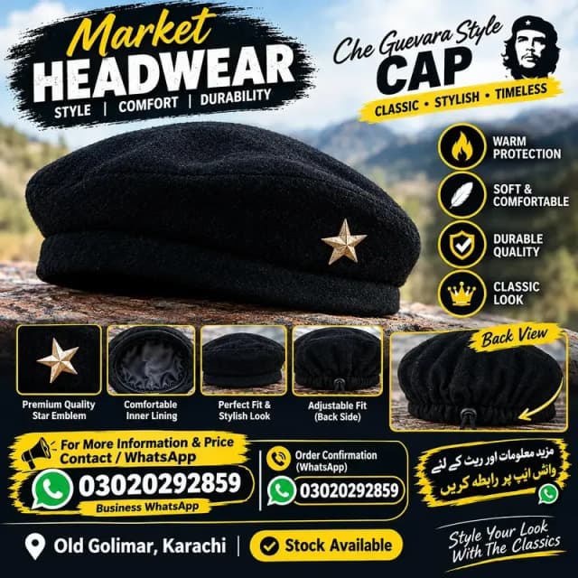 che Guevara Style Black Beart Cap-wholesale avlible