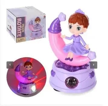 Rotating Moon Princess Doll projector light effect With Music And Lights - Electronic Moon Rotate Barbie Doll Toy