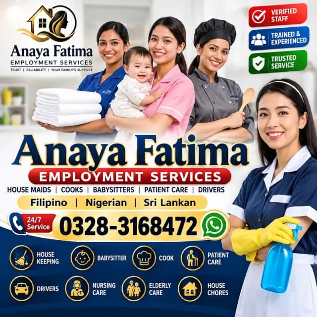 Nurse, Patient Care, Helper, Nanny, Babysitter, Cook, Maid Available