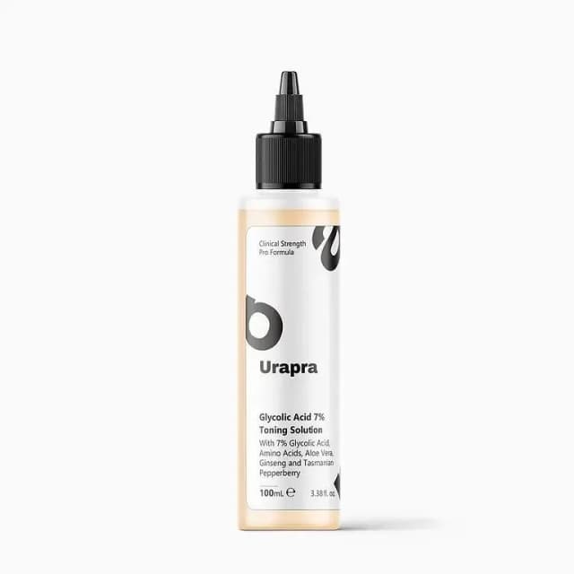 Urapra Glycolic Acid 7% Toning Solution – Exfoliating Facial Toner with Aloe Vera & Ginseng – 100ml
