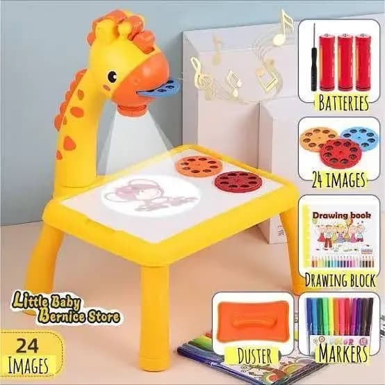 Hello kimi children projection drawing board LED board drawing table toy kids projector painting board desk painting projection painting toy girrafiti early learnings