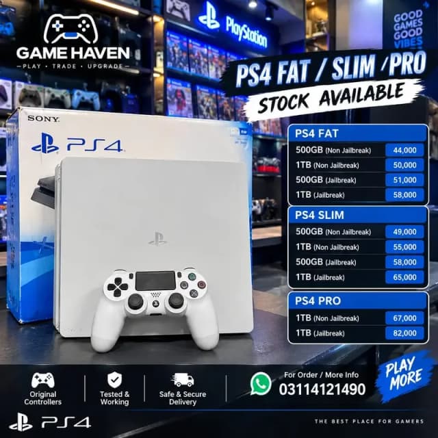 Playstation 4 Fat/Slim/Pro | Ps4 Fat,Slim,Pro 500GB/1TB Jailbreak