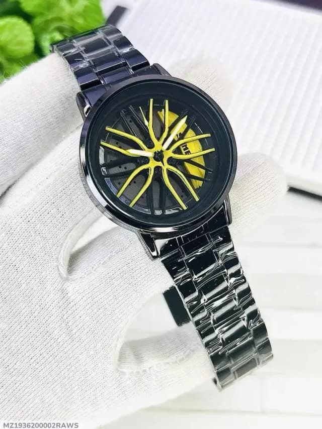 Yellow dial bmw rim watch for sale