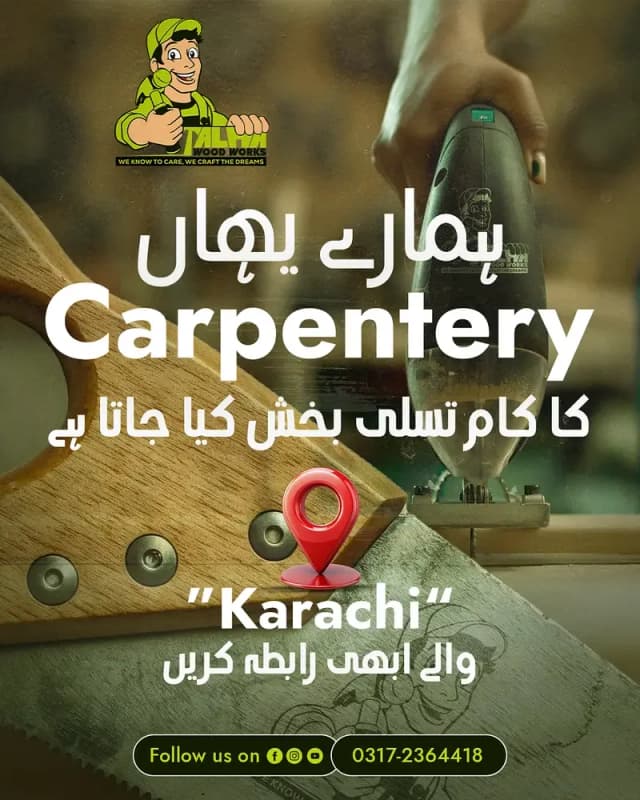 Carpenter-Kitchen,Wardrobe Wood ,Polish & Furniture Repairing Service