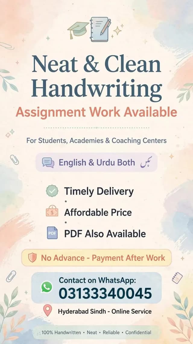 Handwritten Assignments, Projects & Notes - Neat & On Time