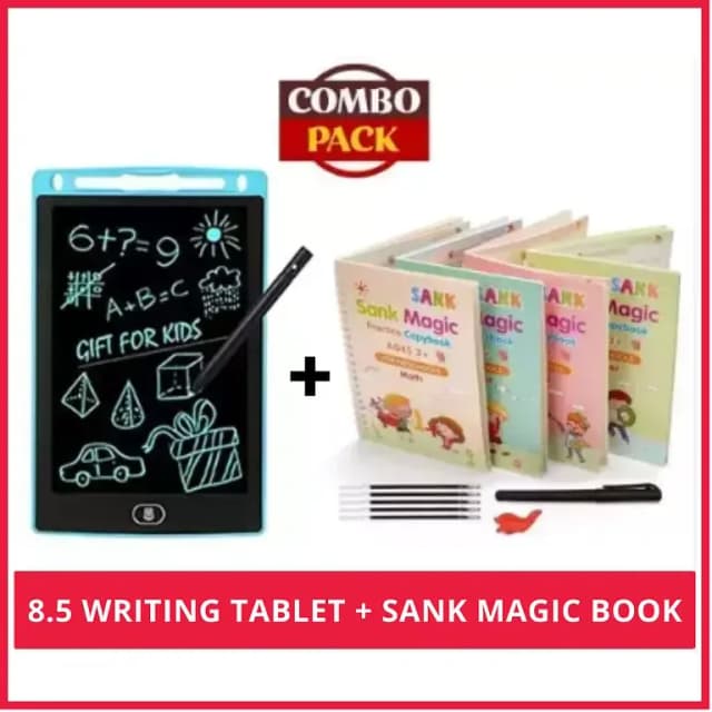 Sank Magic Practice Copybook Set with 8.5-Inch Writing Tablet for Kids - Ideal for Early Education