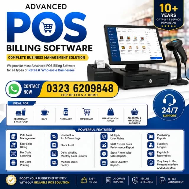 POS Billing Software/Point of Sale/Restaurant/Retail Shop/pharmacy