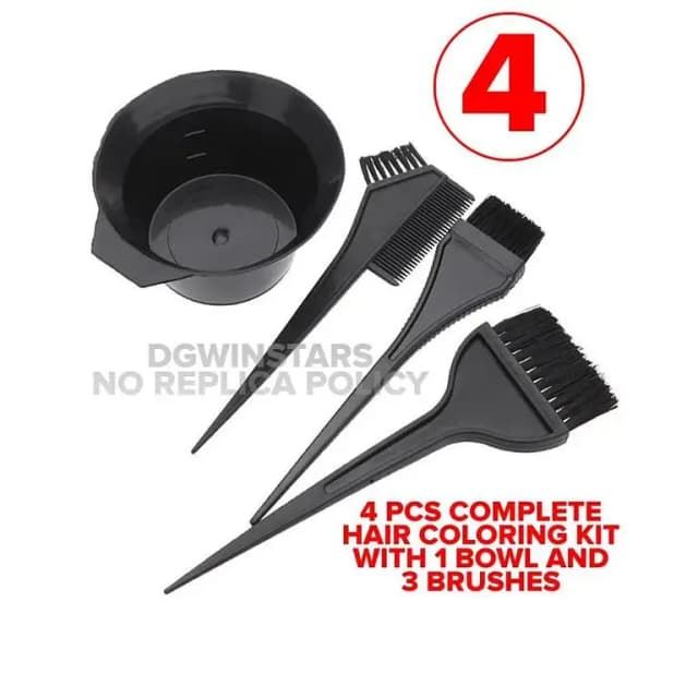 Hair Color Bowl Set with Three Brushes - 4-Piece DIY Salon Coloring Tools