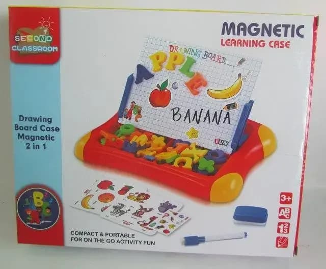 Magnetic 2-in-1 Educational Case with Whiteboard, Erasable Markers, and Duster