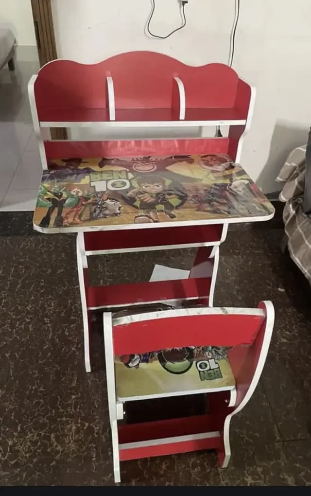 Kids study table with matching chair. .