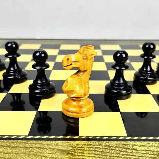 Rare 1960s Premium Lardy Handcrafted French Chess Set with Storage Box