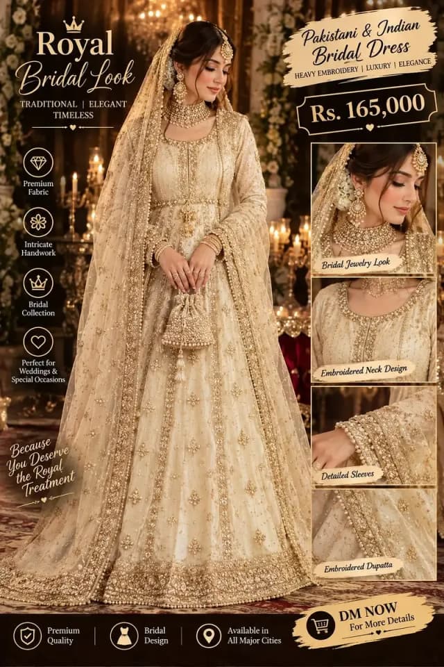 Luxury Pakistani Indian Bridal Dress | Heavy Embroidered Wedding Wear