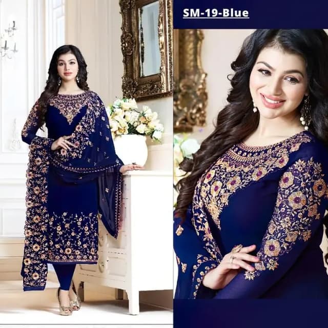 3-Piece Unstitched Chiffon Dress for Women - SM-19