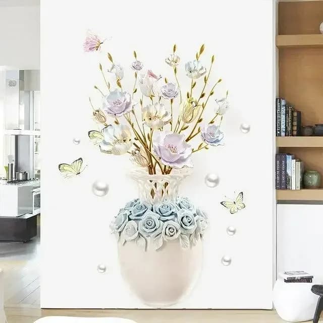 GS9917 Wall Sticker Flowers for Living Room and Bedroom Decoration - Self-Adhesive PVC