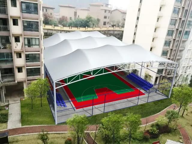 Pvc tensile commercial shed , Mosque shade , Petrol pump canopy shade