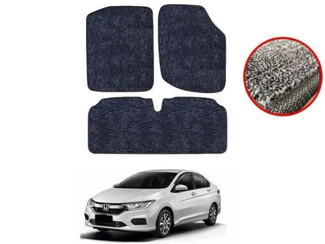 Honda City Carpet Mats in Black and Grey for 2009-2020 Models, Custom-Fit Floor Coverage