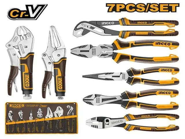 INGCO COS23036 7-Piece Pliers Set with Various Styles and Canvas Bag