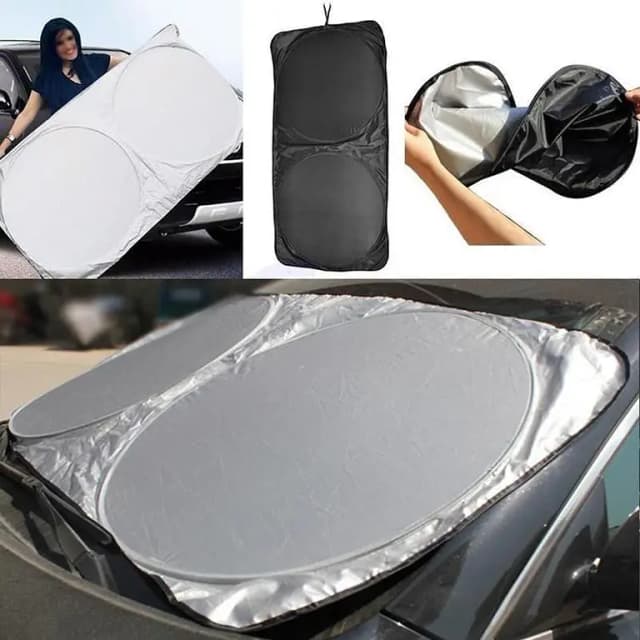 Silver Round Folding Sun Shade for Car Windshields