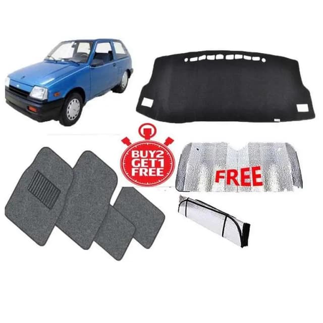 SUZUKI KHYBER 3-Piece Bundle: Dashboard Cover, Floor Mat, and Complimentary Sun Protection Shades