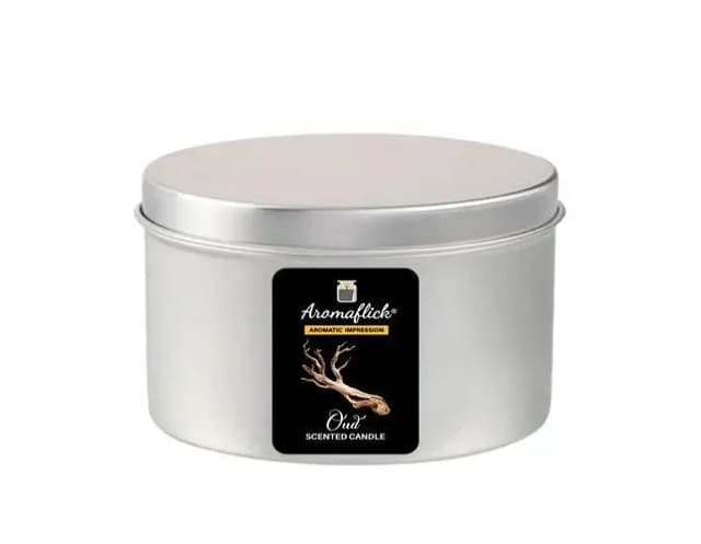 Silver Tin Oud Candle – Warm, Smoky Fragrance