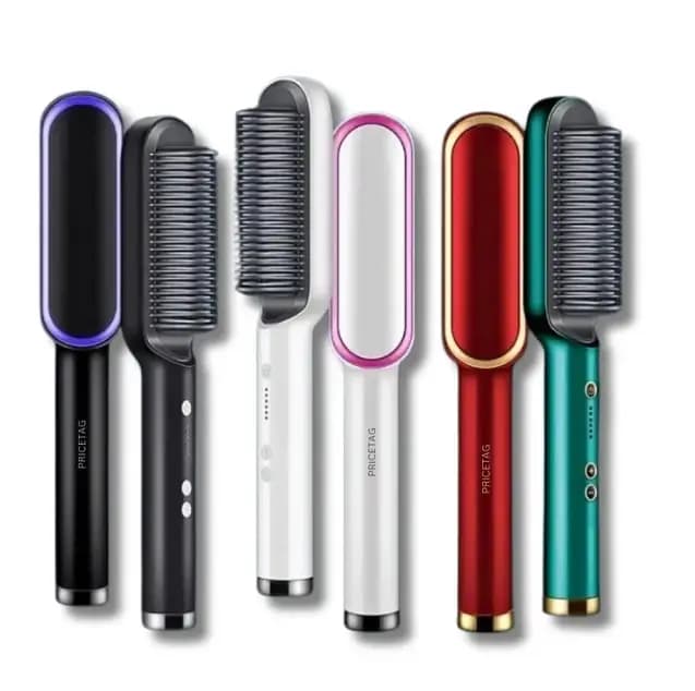 2-in-1 Hair Straightener Brush and Hot Air Comb by Pricetag for Girls – Electric Heated Hair Styling Tool Model 909