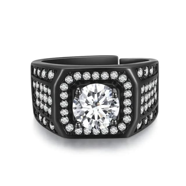Adjustable Big Stone Zircon Ring for Men by Bold Radiance with Ring Box