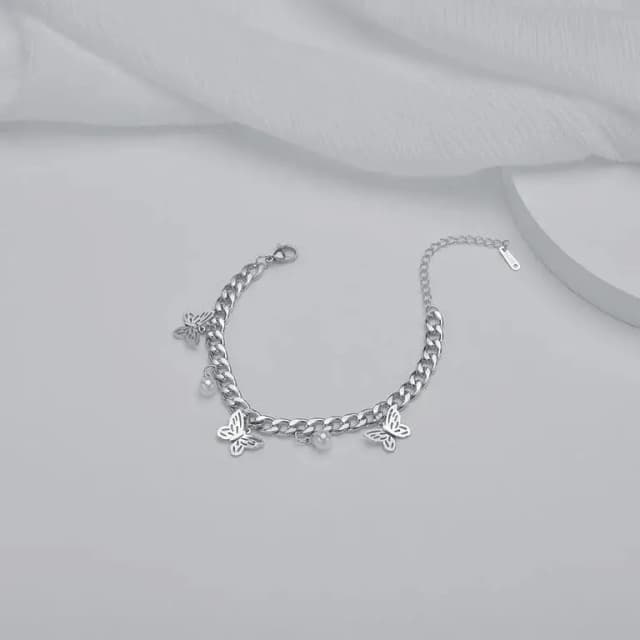 World Wide Fashion Double Layer Butterfly Bracelet for Women and Girls Jewelry