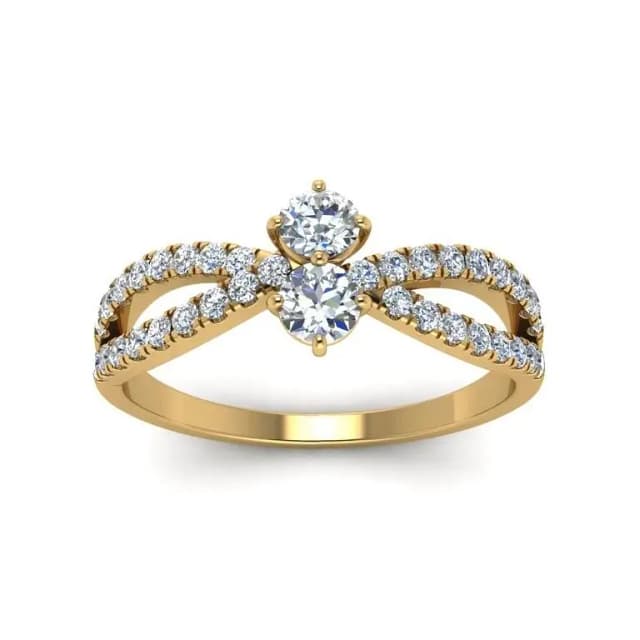 Zircon Brilliance Women's 2 Stone Ring with Reversed Shank Design