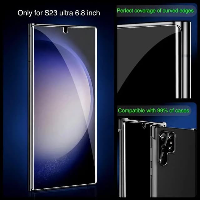 IMBZBK UV Tempered Glass Screen Protector for Samsung Galaxy S23 Ultra - 4 Pack with Camera Lens Protectors and Case Compatibility