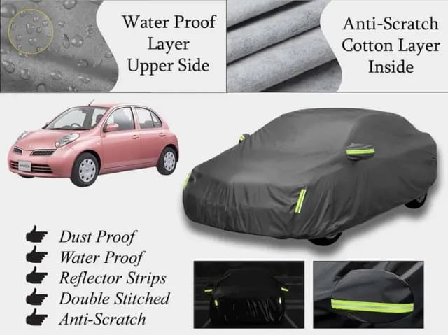 Nissan March Top Cover 2002-2010 | Grey | Double Layer | Waterproof and Dustproof
