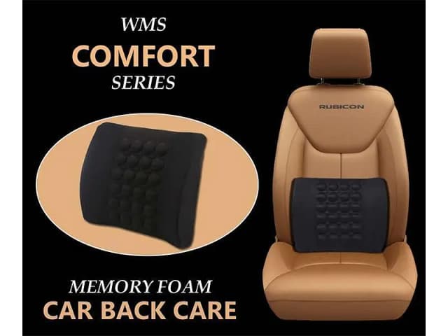 Car Back Rest Cushion | Lumbar Support for Back Care | Black Color