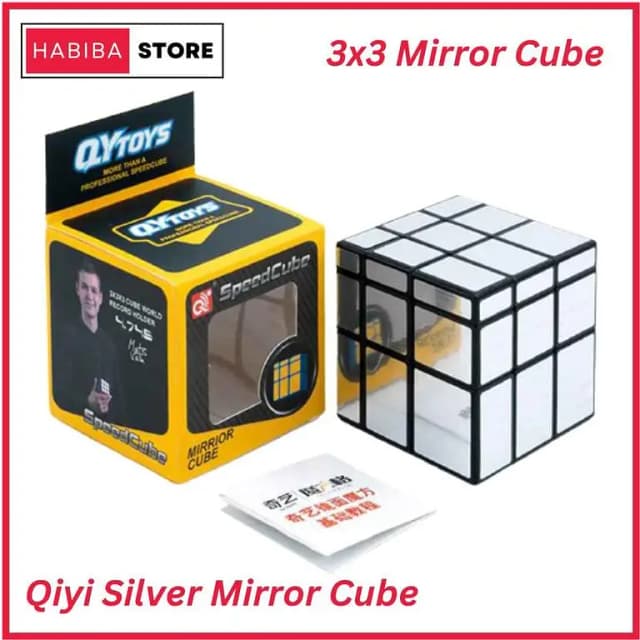 Qiyi Warrior S 3x3 Mirror Cube - Silver Stickerless Magic Rubik's Cube for Speedcubing and Educational Puzzles