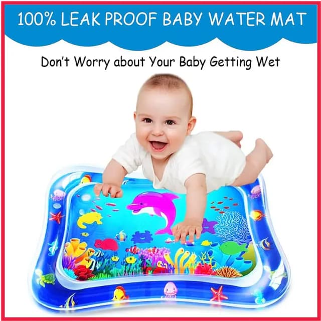 Inflatable Baby Water Play Mat for Tummy Time - Crawling Pad for Infants and Toddlers Aged 3 to 24 Months, Helps Build Muscle Strength